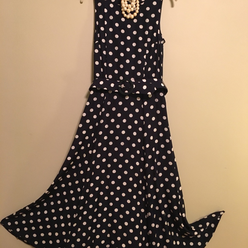 Marks & Spencer vintage blue polka dot dress